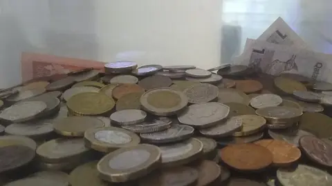 Heap of mixed foreign coins from many different currencies